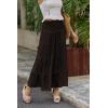 Zeagoo Women’s Long Maxi Skirts Tiered Elastic High Waist Boho Double Layered Print A-Line Casual Midi Dress(Brown)