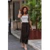 Zeagoo Women’s Long Maxi Skirts Tiered Elastic High Waist Boho Double Layered Print A-Line Casual Midi Dress(Brown)