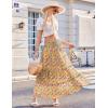 Zeagoo Women’s Long Maxi Skirts Tiered Elastic High Waist Boho Double Layered Print A-Line Casual Midi Dress(Colorful Floral)