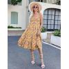 Zeagoo Women’s Long Maxi Skirts Tiered Elastic High Waist Boho Double Layered Print A-Line Casual Midi Dress(Colorful Floral)