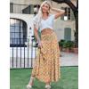 Zeagoo Women’s Long Maxi Skirts Tiered Elastic High Waist Boho Double Layered Print A-Line Casual Midi Dress(Colorful Floral)