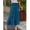 Zeagoo Women’s Long Maxi Skirts Tiered Elastic High Waist Boho Double Layered Print A-Line Casual Midi Dress(Lake Blue)