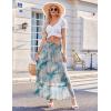 Zeagoo Women’s Long Maxi Skirts Tiered Elastic High Waist Boho Double Layered Print A-Line Casual Midi Dress(Pattern 1)