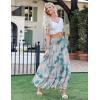Zeagoo Women’s Long Maxi Skirts Tiered Elastic High Waist Boho Double Layered Print A-Line Casual Midi Dress(Pattern 1)