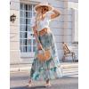 Zeagoo Women’s Long Maxi Skirts Tiered Elastic High Waist Boho Double Layered Print A-Line Casual Midi Dress(Pattern 1)