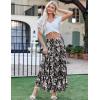 Zeagoo Women’s Long Maxi Skirts Tiered Elastic High Waist Boho Double Layered Print A-Line Casual Midi Dress(Pattern 4)