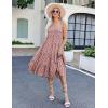Zeagoo Women’s Long Maxi Skirts Tiered Elastic High Waist Boho Double Layered Print A-Line Casual Midi Dress(Pattern 5)