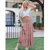 Zeagoo Women’s Long Maxi Skirts Tiered Elastic High Waist Boho Double Layered Print A-Line Casual Midi Dress(Pattern 5)