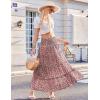 Zeagoo Women’s Long Maxi Skirts Tiered Elastic High Waist Boho Double Layered Print A-Line Casual Midi Dress(Pattern 5)