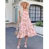 Zeagoo Women’s Long Maxi Skirts Tiered Elastic High Waist Boho Double Layered Print A-Line Casual Midi Dress(Pink Orange Floral)