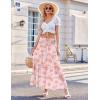 Zeagoo Women’s Long Maxi Skirts Tiered Elastic High Waist Boho Double Layered Print A-Line Casual Midi Dress(Pink Orange Floral)