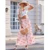 Zeagoo Women’s Long Maxi Skirts Tiered Elastic High Waist Boho Double Layered Print A-Line Casual Midi Dress(Pink Orange Floral)