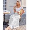 Zeagoo Women’s Long Maxi Skirts Tiered Elastic High Waist Boho Double Layered Print A-Line Casual Midi Dress(White)