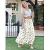Zeagoo Women’s Long Maxi Skirts Tiered Elastic High Waist Boho Double Layered Print A-Line Casual Midi Dress(White Floral)