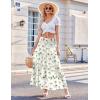 Zeagoo Women’s Long Maxi Skirts Tiered Elastic High Waist Boho Double Layered Print A-Line Casual Midi Dress(White Floral)