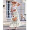 Zeagoo Women’s Long Maxi Skirts Tiered Elastic High Waist Boho Double Layered Print A-Line Casual Midi Dress(White Floral)