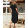 Zeagoo Womens Maxi Summer Dress with Pockets Casual Short Sleeve Sundress Trendy 2026 Curve Hem Long Dress(Black)