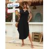 Zeagoo Womens Maxi Summer Dress with Pockets Casual Short Sleeve Sundress Trendy 2026 Curve Hem Long Dress(Black)