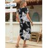 Zeagoo Womens Maxi Summer Dress with Pockets Casual Short Sleeve Sundress Trendy 2026 Curve Hem Long Dress(Black-leaf-printed)