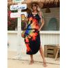 Zeagoo Womens Maxi Summer Dress with Pockets Casual Short Sleeve Sundress Trendy 2026 Curve Hem Long Dress(Black-printed-01)