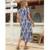 Zeagoo Womens Maxi Summer Dress with Pockets Casual Short Sleeve Sundress Trendy 2026 Curve Hem Long Dress(Blue Printed-01)