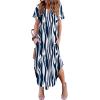 Zeagoo Womens Maxi Summer Dress with Pockets Casual Short Sleeve Sundress Trendy 2026 Curve Hem Long Dress(Blue Printed-01)