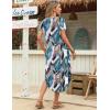 Zeagoo Womens Maxi Summer Dress with Pockets Casual Short Sleeve Sundress Trendy 2026 Curve Hem Long Dress(Leaf-printed-01)