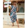Zeagoo Womens Maxi Summer Dress with Pockets Casual Short Sleeve Sundress Trendy 2026 Curve Hem Long Dress(Leaf-printed-01)