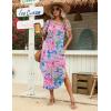 Zeagoo Womens Maxi Summer Dress with Pockets Casual Short Sleeve Sundress Trendy 2026 Curve Hem Long Dress(Pink Floral-02)