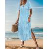 Zeagoo Womens Maxi Summer Dress with Pockets Casual Short Sleeve Sundress Trendy 2026 Curve Hem Long Dress(Printed-011)