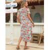 Zeagoo Womens Maxi Summer Dress with Pockets Casual Short Sleeve Sundress Trendy 2026 Curve Hem Long Dress(Red Floral)