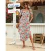 Zeagoo Womens Maxi Summer Dress with Pockets Casual Short Sleeve Sundress Trendy 2026 Curve Hem Long Dress(Red Floral)