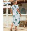 Zeagoo Womens Maxi Summer Dress with Pockets Casual Short Sleeve Sundress Trendy 2026 Curve Hem Long Dress(White-leaf-printed)