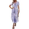 Zeagoo Womens Maxi Summer Dress with Pockets Casual Short Sleeve Sundress Trendy 2026 Curve Hem Long Dress(White-printed)