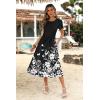 Zeagoo Womens Midi Dress Summer Short Sleeve Dress with Pockets 2025 Casual Floral T-Shirt Dress Flowy Beach Sundress(Black Floral-04)