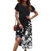 Zeagoo Womens Midi Dress Summer Short Sleeve Dress with Pockets 2025 Casual Floral T-Shirt Dress Flowy Beach Sundress(Black Floral-04)