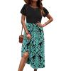 Zeagoo Womens Midi Dress Summer Short Sleeve Dress with Pockets 2025 Casual Floral T-Shirt Dress Flowy Beach Sundress(Black-blue Floral)