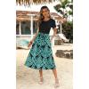 Zeagoo Womens Midi Dress Summer Short Sleeve Dress with Pockets 2025 Casual Floral T-Shirt Dress Flowy Beach Sundress(Black-blue Floral)