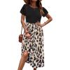 Zeagoo Womens Midi Dress Summer Short Sleeve Dress with Pockets 2025 Casual Floral T-Shirt Dress Flowy Beach Sundress(Black-floral-01)