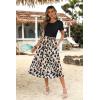 Zeagoo Womens Midi Dress Summer Short Sleeve Dress with Pockets 2025 Casual Floral T-Shirt Dress Flowy Beach Sundress(Black-floral-01)