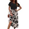 Zeagoo Womens Midi Dress Summer Short Sleeve Dress with Pockets 2025 Casual Floral T-Shirt Dress Flowy Beach Sundress(Black-floral-03)