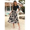 Zeagoo Womens Midi Dress Summer Short Sleeve Dress with Pockets 2025 Casual Floral T-Shirt Dress Flowy Beach Sundress(Black-floral-03)
