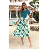 Zeagoo Womens Midi Dress Summer Short Sleeve Dress with Pockets 2025 Casual Floral T-Shirt Dress Flowy Beach Sundress(Bluegreen-floral)