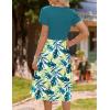 Zeagoo Womens Midi Dress Summer Short Sleeve Dress with Pockets 2025 Casual Floral T-Shirt Dress Flowy Beach Sundress(Bluegreen-floral)