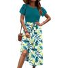 Zeagoo Womens Midi Dress Summer Short Sleeve Dress with Pockets 2025 Casual Floral T-Shirt Dress Flowy Beach Sundress(Bluegreen-floral)
