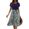 Zeagoo Womens Midi Dress Summer Short Sleeve Dress with Pockets 2025 Casual Floral T-Shirt Dress Flowy Beach Sundress(Deepblue-color Floral)