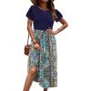 Zeagoo Womens Midi Dress Summer Short Sleeve Dress with Pockets 2025 Casual Floral T-Shirt Dress Flowy Beach Sundress(Deepblue-color Floral)