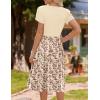 Zeagoo Womens Midi Dress Summer Short Sleeve Dress with Pockets 2025 Casual Floral T-Shirt Dress Flowy Beach Sundress(Light Khak-floral)