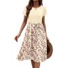 Zeagoo Womens Midi Dress Summer Short Sleeve Dress with Pockets 2025 Casual Floral T-Shirt Dress Flowy Beach Sundress(Light Khak-floral)