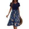 Zeagoo Womens Midi Dress Summer Short Sleeve Dress with Pockets 2025 Casual Floral T-Shirt Dress Flowy Beach Sundress(Navyblue-floral)